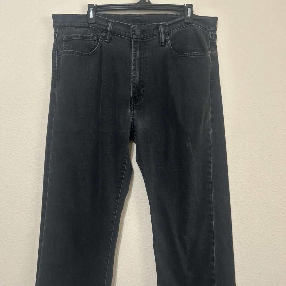 Distressed Levi’s 505 Regular Fit Straight Leg Black Denim Jeans W38 L32 - Picture 4 of 8